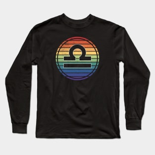 Vintage Distressed Rainbow Gay Pride Zodiac Libra Long Sleeve T-Shirt